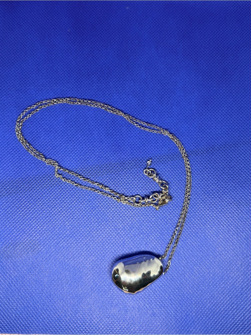 Polished Silver Bean Pendant Necklace - Silver